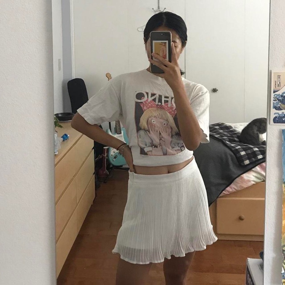 White Pleated Skort Chiffon